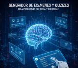 Generador de exámenes y quizzes: crea preguntas por tema y dificultad.